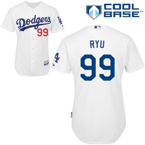 Hyun-jin Ryu #99 MLB Jersey-L A Dodgers Men's Authentic Home White Cool Base Baseball Jersey